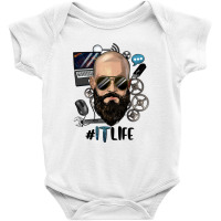 Bald Bearded Man Information Technology Life Baby Bodysuit | Artistshot