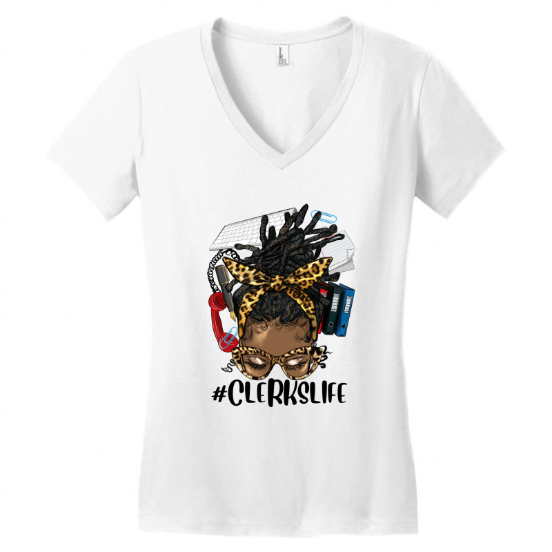 Afro Messy Locs Hair Clerks Life Women's V-Neck T-Shirt by HRA Design Shop | Artistshot