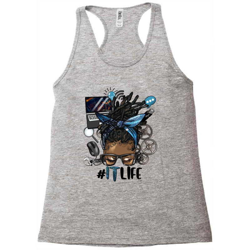 Afro Messy Loc Bun Information Technology Life Racerback Tank by HRA Design Shop | Artistshot