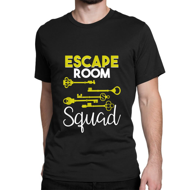 Escape Room Squad Geek Vintage Key Design Lock Team Crew Classic T-shirt by Vivu991 | Artistshot