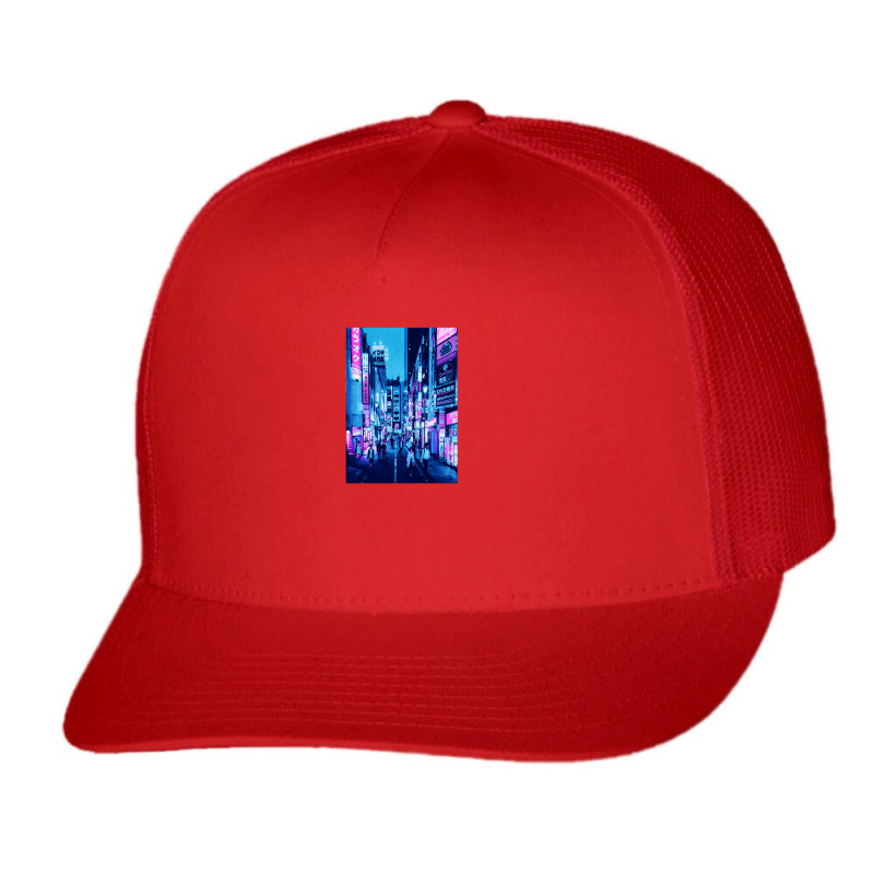 Tokyo Neon Night Synthwave Trucker Cap by Jeff_Nugroho | Artistshot