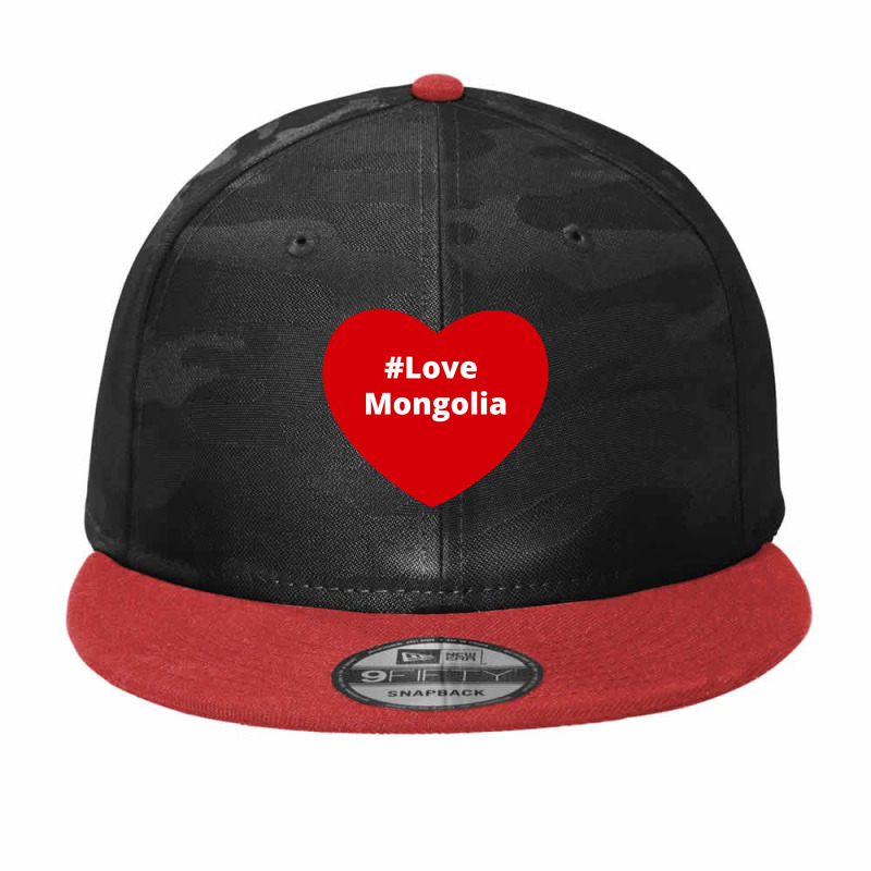 Love Mongolia, Hashtag Heart, Love Mongolia Camo Snapback by chillinxs | Artistshot