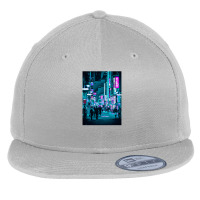 Tokyo Neon Night Synthwave Flat Bill Snapback Cap | Artistshot