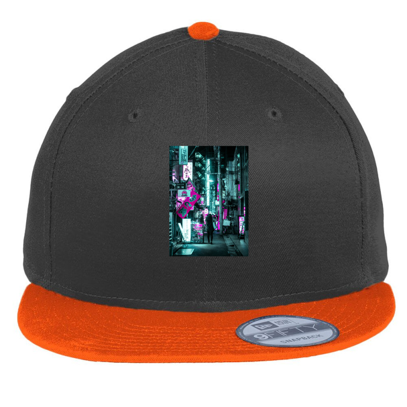 Tokyo Neon Night Synthwave Flat Bill Snapback Cap by Jeff_Nugroho | Artistshot