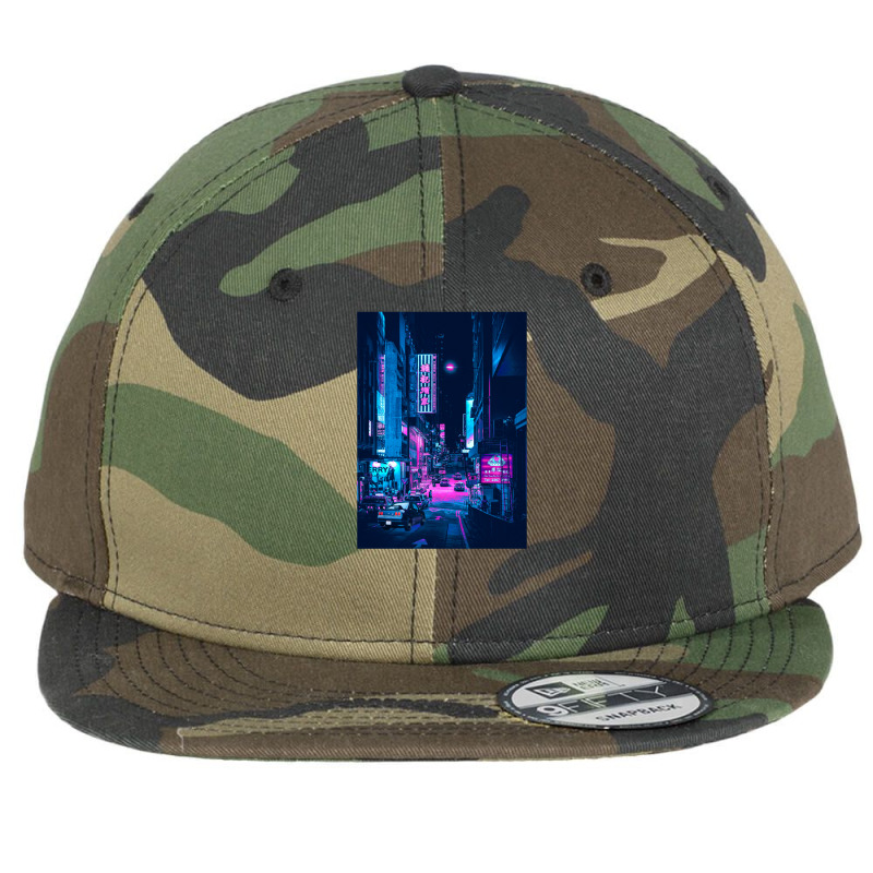 Hongkong Neon Synthwave Flat Bill Snapback Cap by Jeff_Nugroho | Artistshot