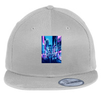 Tokyo Neon Night Synthwave Flat Bill Snapback Cap | Artistshot