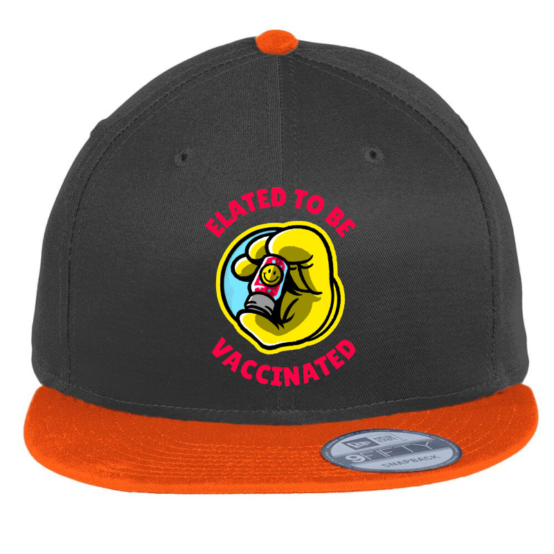 Elated To Be Vaccinated   Vaccinated Flat Bill Snapback Cap by obatpari | Artistshot