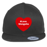 Love Mongolia, Hashtag Heart, Love Mongolia Flat Bill Snapback Cap | Artistshot