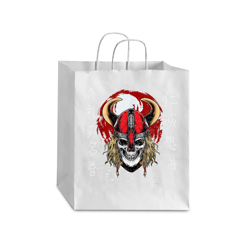 Nordic Mythology Skeleton Head With Viking Helmet T Shirt Debie Paper Bag - 10 X 5 X 13 | Artistshot