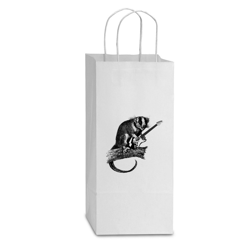 Opossum Playing The Electric Guitar - Possum Double Wine Paper Bag - 6 1/2 X 3 1/2 X 12 3/8 | Artistshot