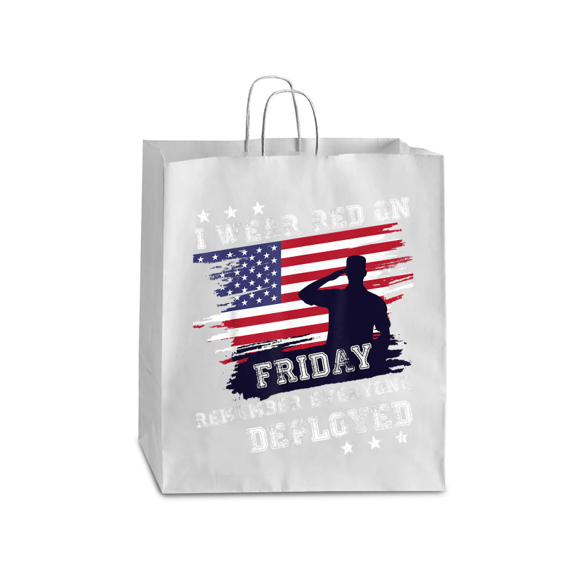 I Wear Red On Friday Remember Deployed American Flag Retro T Shirt Queen Paper Bag - 16 X 6 X 19 1/4 | Artistshot