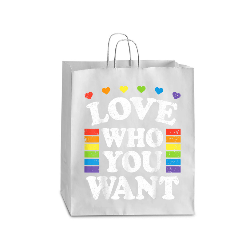 Love Who You Want Rainbow Lgbtq Heart Price Proud Rainbow T Shirt Queen Paper Bag - 16 X 6 X 19 1/4 | Artistshot