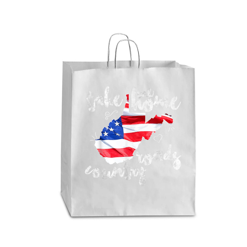 Wv Country Roads Enlarged Version West Virginia T Shirt Queen Paper Bag - 16 X 6 X 19 1/4 | Artistshot