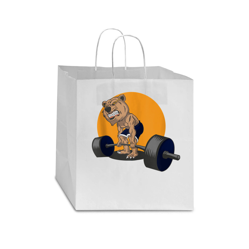 Grizzly Bear Lifting Heavy Weights Tank Top Star Paper Bag - 13 X 7 X 13 | Artistshot