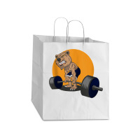 Grizzly Bear Lifting Heavy Weights Tank Top Take Out Paper Bag - 14 X 10 X 15 1/2 | Artistshot