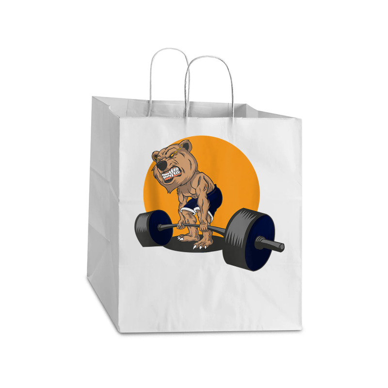 Grizzly Bear Lifting Heavy Weights Tank Top Take Out Paper Bag - 14 X 10 X 15 1/2 | Artistshot