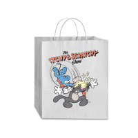 Us The Simpsons Itchy & Scratchy Hammer 01 Heather Grey H Pullover Hoo Traveler Paper Bag -13 X 6 X 15 3/4 | Artistshot