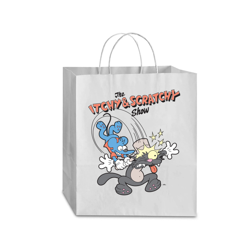 Us The Simpsons Itchy & Scratchy Hammer 01 Heather Grey H Pullover Hoo Traveler Paper Bag -13 X 6 X 15 3/4 | Artistshot