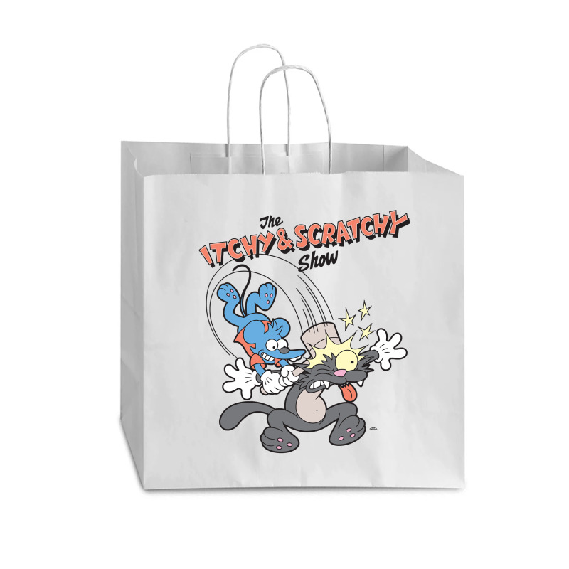 Us The Simpsons Itchy & Scratchy Hammer 01 Heather Grey H Pullover Hoo Vogue Paper Bag - 16 X 6 X 12 | Artistshot