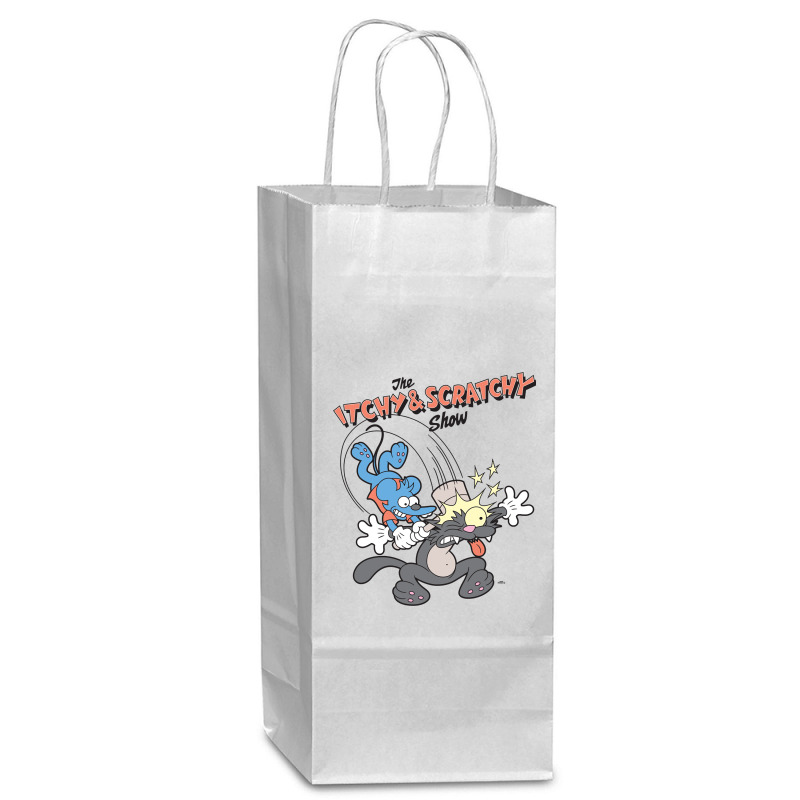 Us The Simpsons Itchy & Scratchy Hammer 01 Heather Grey H Pullover Hoo Wine Paper Bag - 5 1/2 X 3 1/4 X 13 | Artistshot