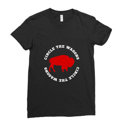 Circle The Wagons Buffalo Football Ladies Fitted T-shirt Designed By Lemonjack