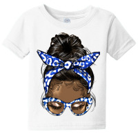 Afro Messy Bun Straight Hair Sorority Blue And Whi Baby Tee | Artistshot