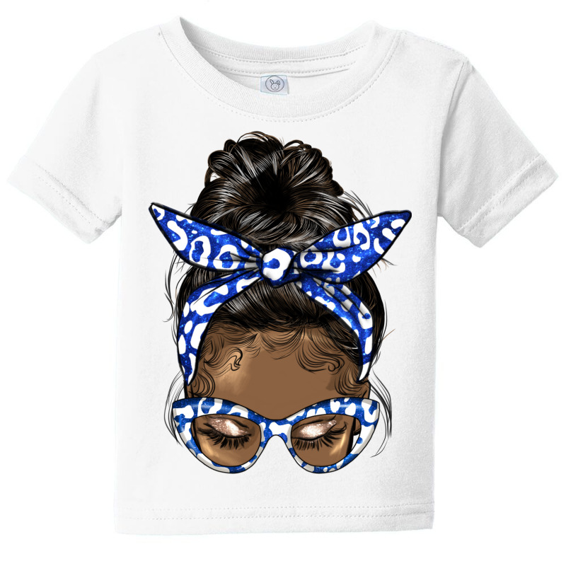 Afro Messy Bun Straight Hair Sorority Blue And Whi Baby Tee by HRA Design Shop | Artistshot