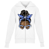 Afro Messy Bun Straight Hair Sorority Blue And Whi Youth Zipper Hoodie | Artistshot