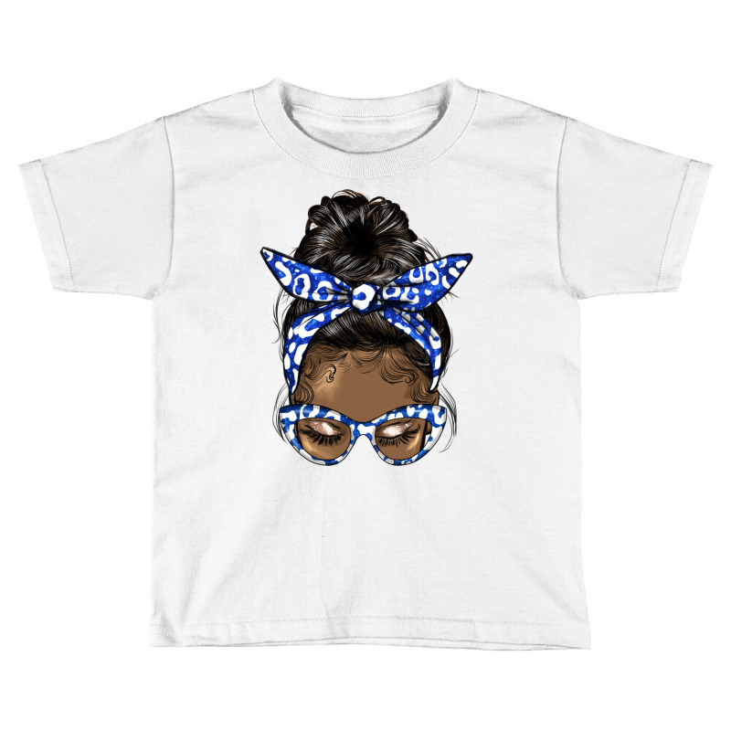 Afro Messy Bun Straight Hair Sorority Blue And Whi Toddler T-shirt by HRA Design Shop | Artistshot