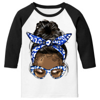 Afro Messy Bun Straight Hair Sorority Blue And Whi Youth 3/4 Sleeve | Artistshot