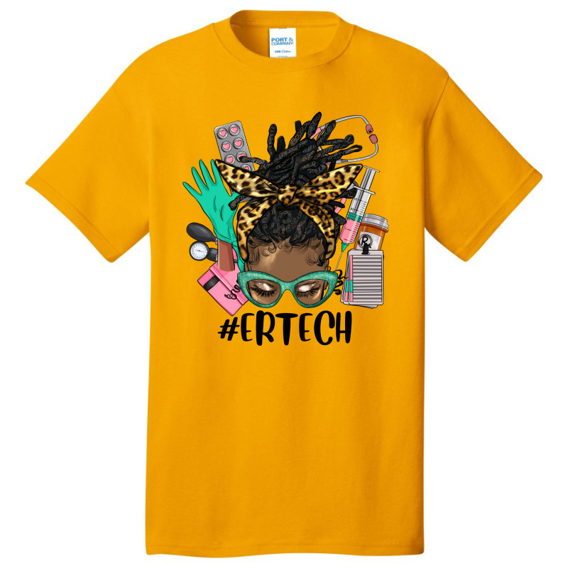 Afro Messy Bun Locs Hair Emergency Technician Basic T-shirt | Artistshot