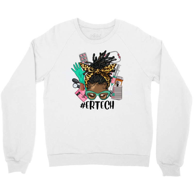 Afro Messy Bun Locs Hair Emergency Technician Crewneck Sweatshirt | Artistshot