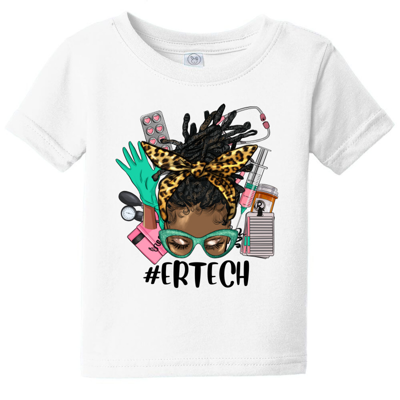 Afro Messy Bun Locs Hair Emergency Technician Baby Tee | Artistshot