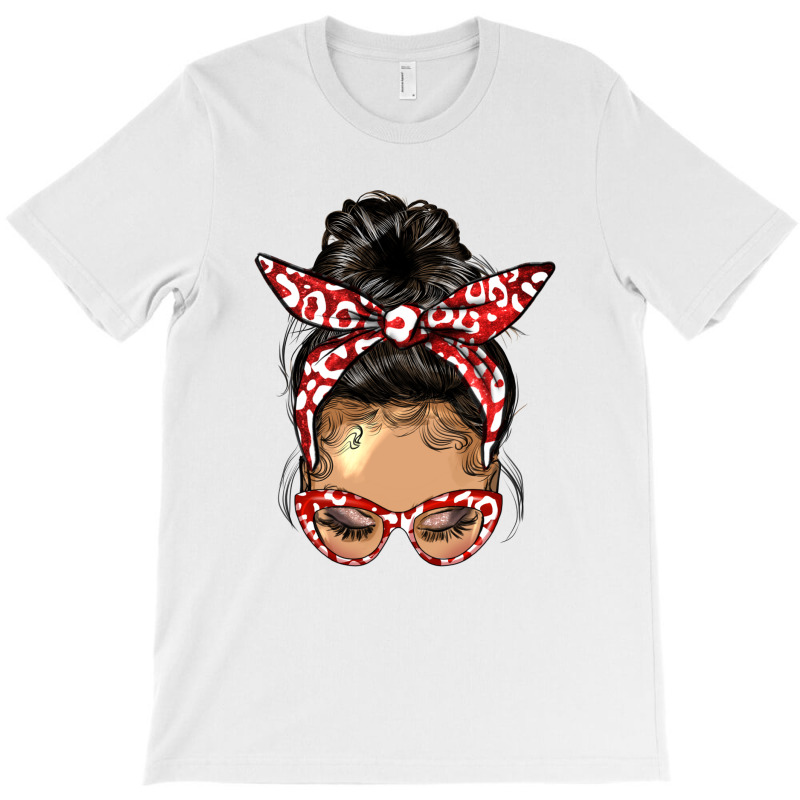 Afro Messy Bun Light Skin Soror Color Red And Blue T-shirt | Artistshot