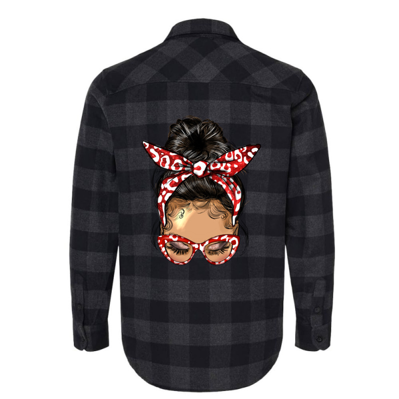 Afro Messy Bun Light Skin Soror Color Red And Blue Flannel Shirt | Artistshot