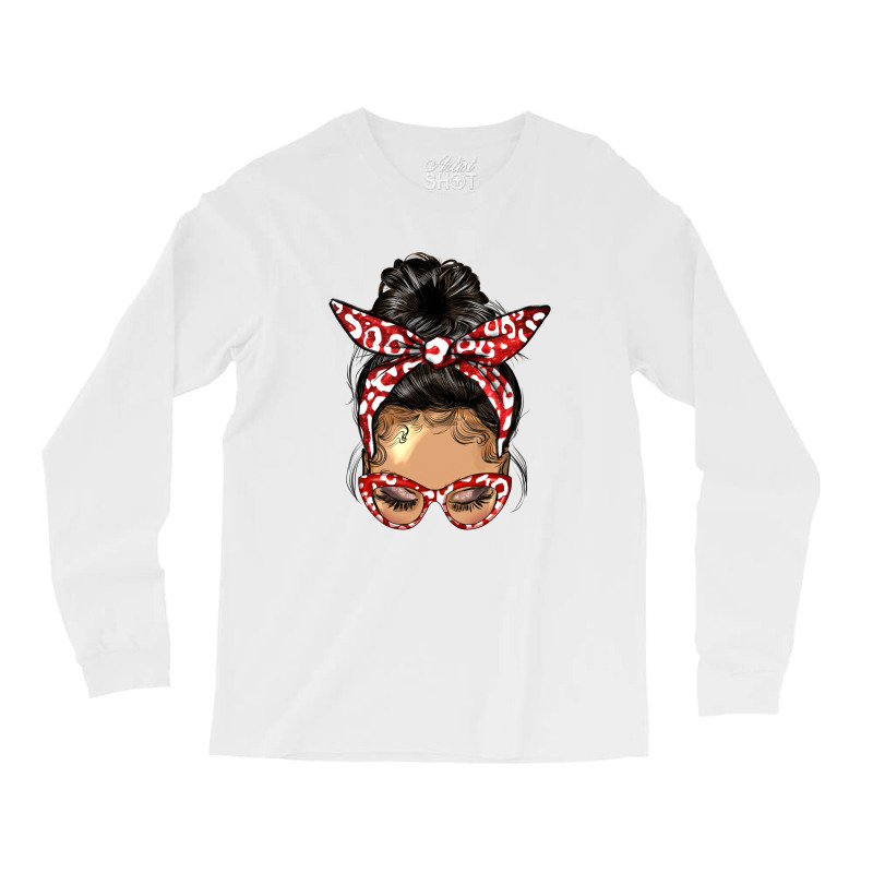 Afro Messy Bun Light Skin Soror Color Red And Blue Long Sleeve Shirts | Artistshot