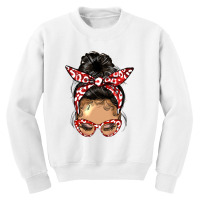 Afro Messy Bun Light Skin Soror Color Red And Blue Youth Sweatshirt | Artistshot