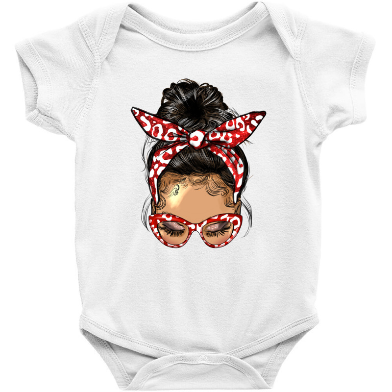 Afro Messy Bun Light Skin Soror Color Red And Blue Baby Bodysuit by HRA Design Shop | Artistshot