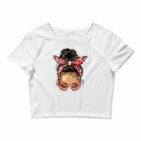 Afro Messy Bun Light Skin Soror Color Red And Blue Crop Top | Artistshot