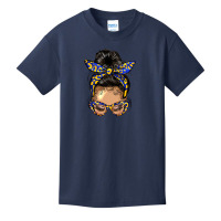 Afro Messy Bun Light Skin Soror Color Blue And Yel Basic Youth T-shirt | Artistshot