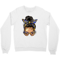 Afro Messy Bun Light Skin Soror Color Blue And Yel Crewneck Sweatshirt | Artistshot