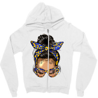 Afro Messy Bun Light Skin Soror Color Blue And Yel Zipper Hoodie | Artistshot