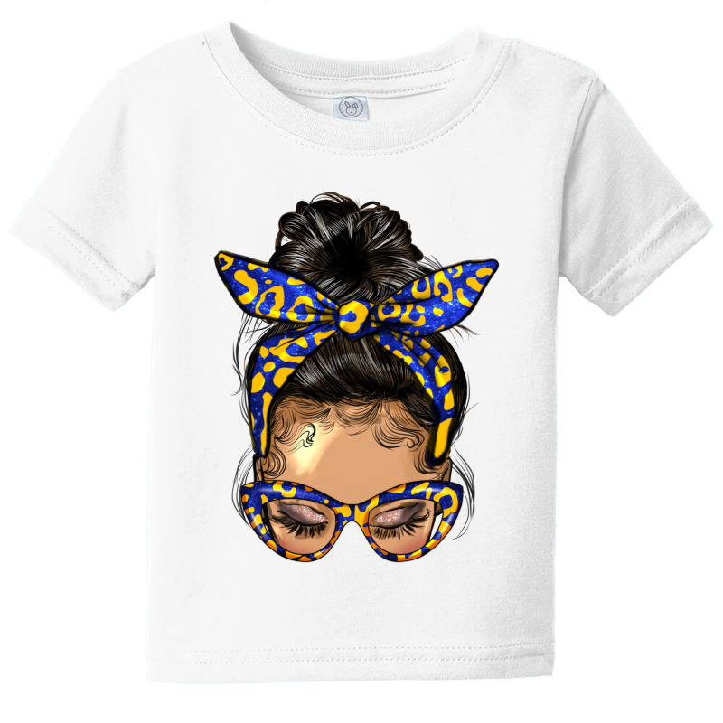 Afro Messy Bun Light Skin Soror Color Blue And Yel Baby Tee by HRA Design Shop | Artistshot