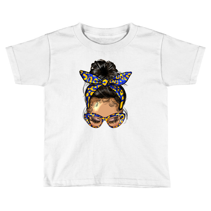 Afro Messy Bun Light Skin Soror Color Blue And Yel Toddler T-shirt by HRA Design Shop | Artistshot