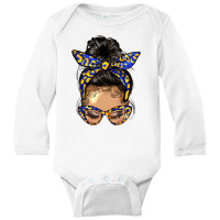 Afro Messy Bun Light Skin Soror Color Blue And Yel Long Sleeve Baby Bodysuit | Artistshot