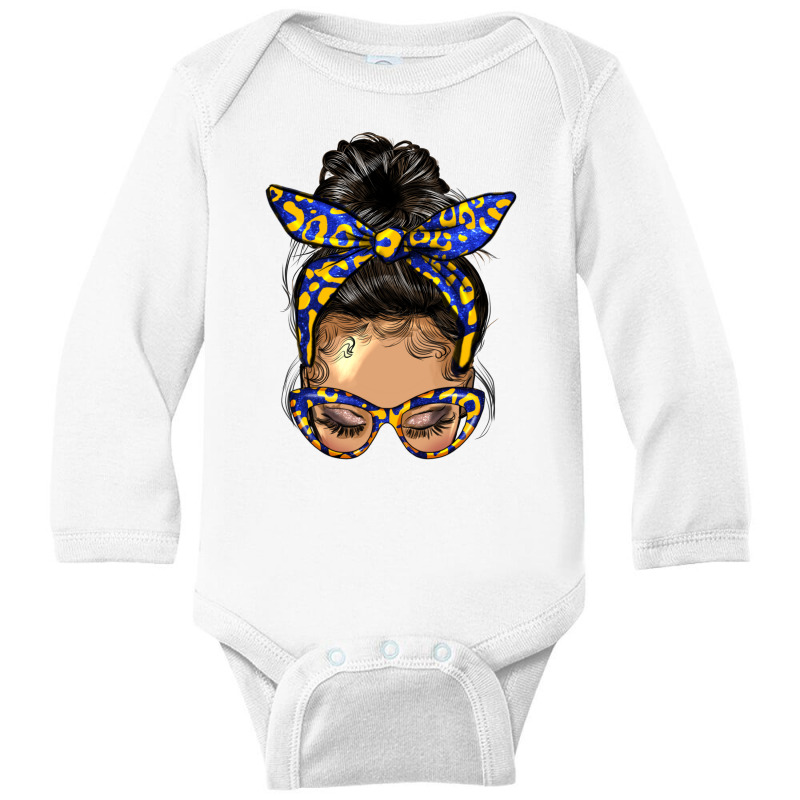 Afro Messy Bun Light Skin Soror Color Blue And Yel Long Sleeve Baby Bodysuit by HRA Design Shop | Artistshot