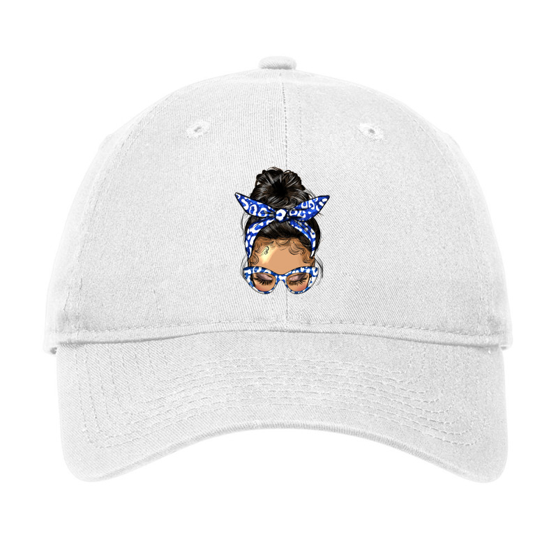 Afro Messy Bun Light Skin Soror Color  Blue And Wh Adjustable Cap by HRA Design Shop | Artistshot