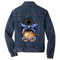 Afro Messy Bun Light Skin Soror Color  Blue And Wh Men Denim Jacket | Artistshot