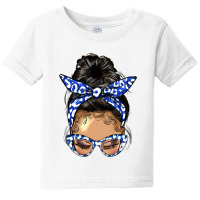 Afro Messy Bun Light Skin Soror Color  Blue And Wh Baby Tee | Artistshot