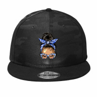 Afro Messy Bun Light Skin Soror Color  Blue And Wh Camo Snapback | Artistshot